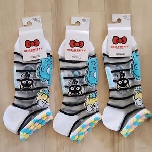 Lot Of NWT Sanrio Hello Kitty Sheer Socks Mesh No Show Sock Bundle Striped New